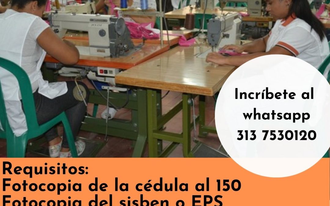 INSCRIPCIONES ABIERTAS PARA LA FORMACIÓN EN MAQUINA PLANA PARA LA CONFECCIÓN INDUSTRIAL CON EL SENA.